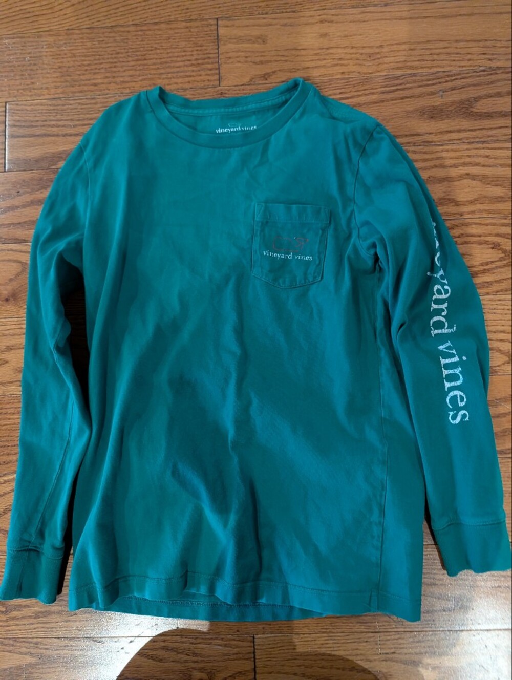 Vineyard Vines Kids Long-Sleeve Pocket Tee in Teal Green